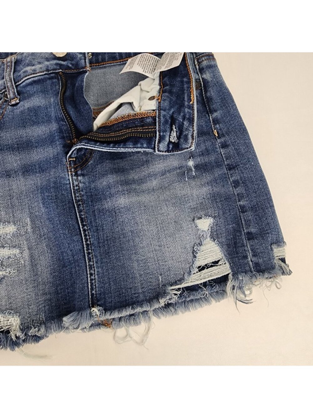 American Eagle Outfitters Super Stretch Distressed Denim Skirt Size 2 Denim - Picture 8 of 11